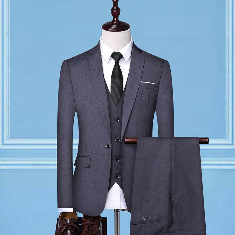 Men's Three-piece Suit Business Casual Korean Professional Formal Wear 