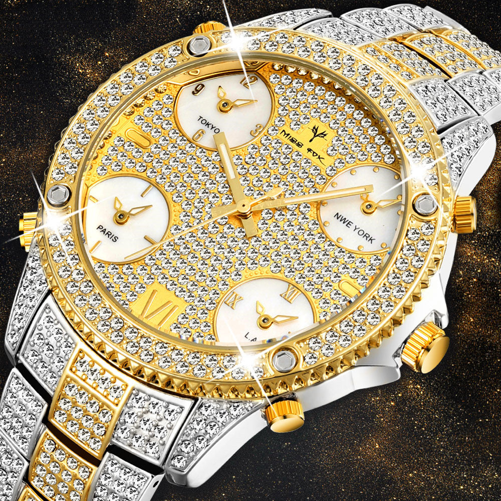 Luminous Waterproof Watch Steel Band Men's Watch Tyrant Gold Diamond Watch