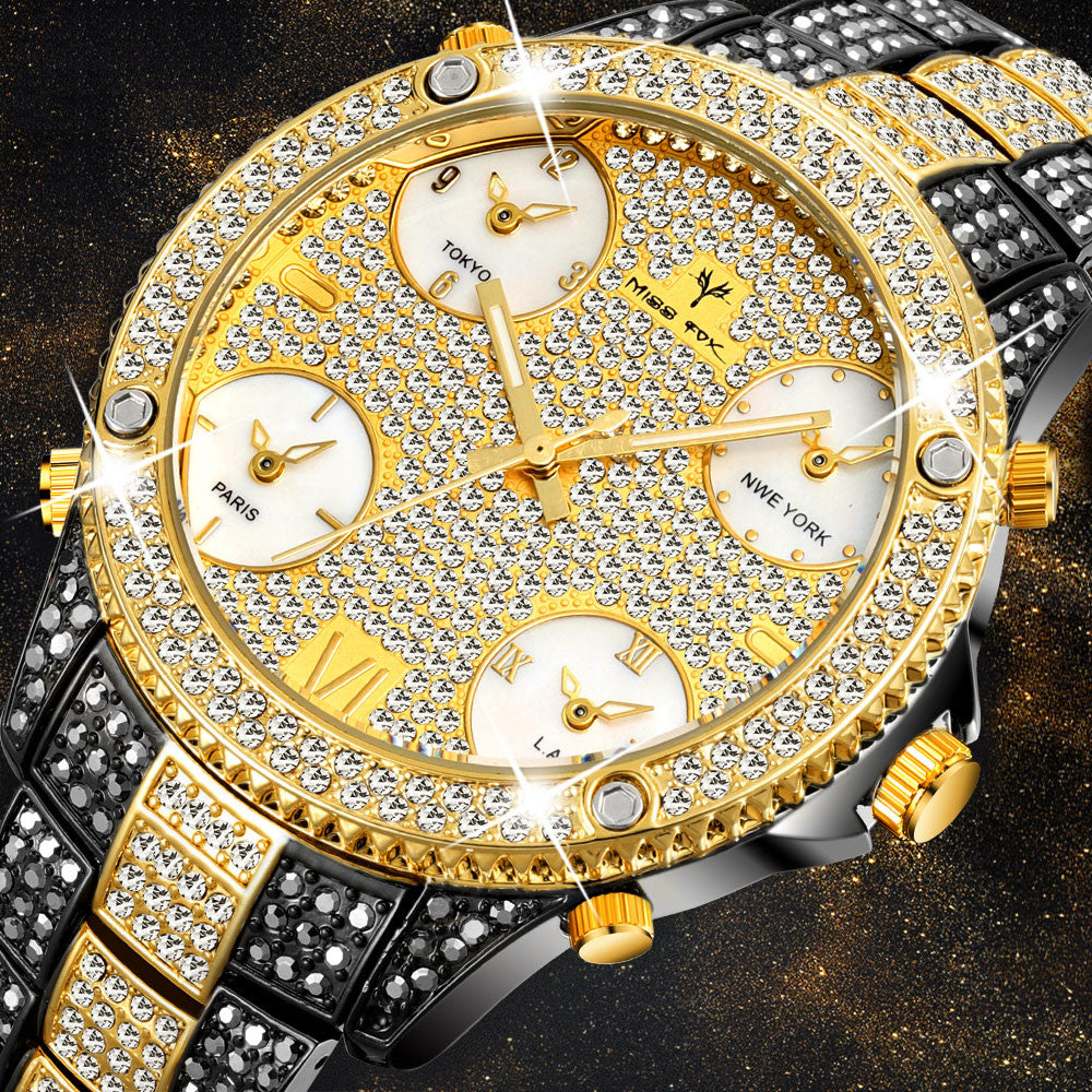 Luminous Waterproof Watch Steel Band Men's Watch Tyrant Gold Diamond Watch