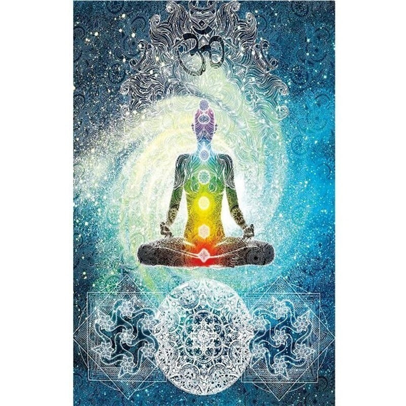 Printed Chakra Buddha Statue Home Tapestry Wall Hanging Wall Decoration Beach Towel Sitting Blanket