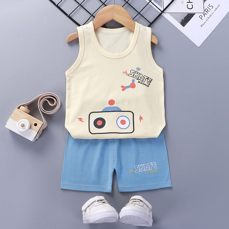 Children's Vest Suit Summer Cotton New Girl Shorts