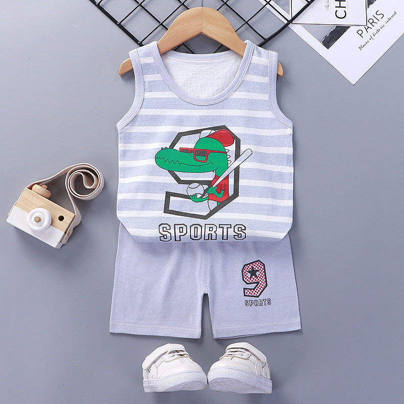 Children's Vest Suit Summer Cotton New Girl Shorts