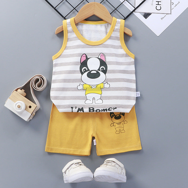 Children's Vest Suit Summer Cotton New Girl Shorts