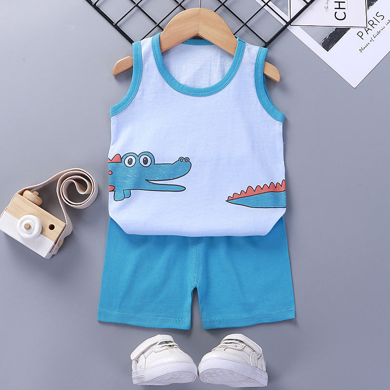 Children's Vest Suit Summer Cotton New Girl Shorts