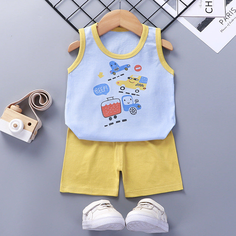 Children's Vest Suit Summer Cotton New Girl Shorts