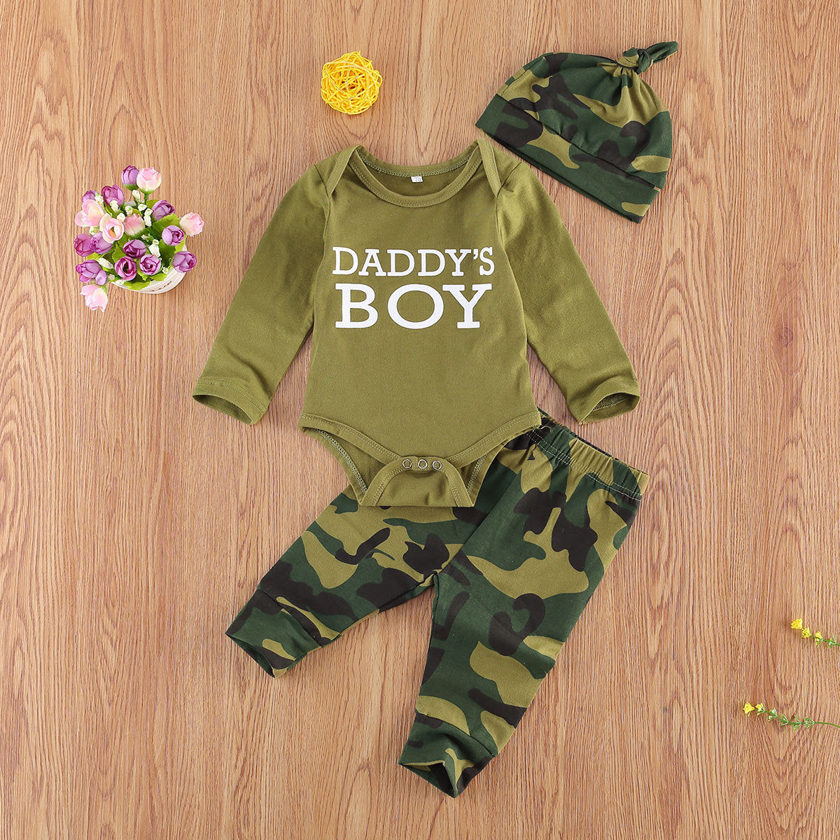 Letter Camouflage Printed Children's Clothing Set 