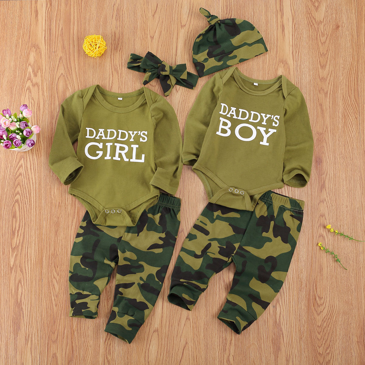 Letter Camouflage Printed Children's Clothing Set 