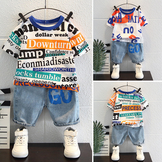 Summer Handsome Baby Summer Short-sleeved Clothes Two-piece Suit