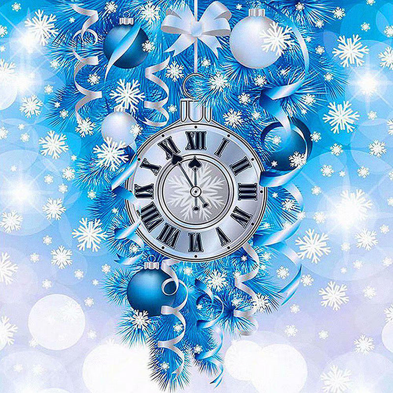 5D DIY Diamond Painting Rose Needle Christmas Round Clock Diamond