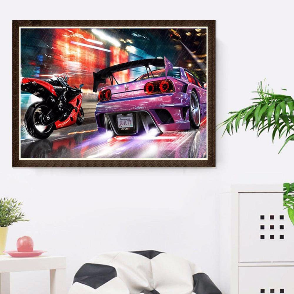 Red Car And  Car Embroidery 5D Diamond Mosaic DIY Cross Stitch Home Decoration