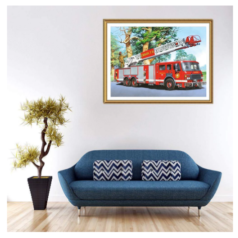 Diamond Embroidery Fire Truck Full Square Rhinestone Home Decoration