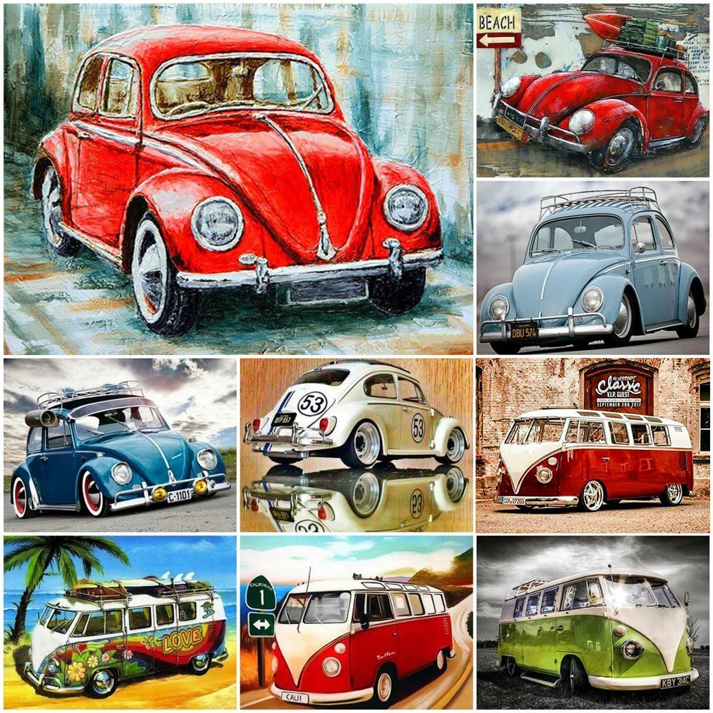 5D Diamond Painting And Car, Square Diamond Embroidery, Color Mosaic, DIY, Home Decoration Gift