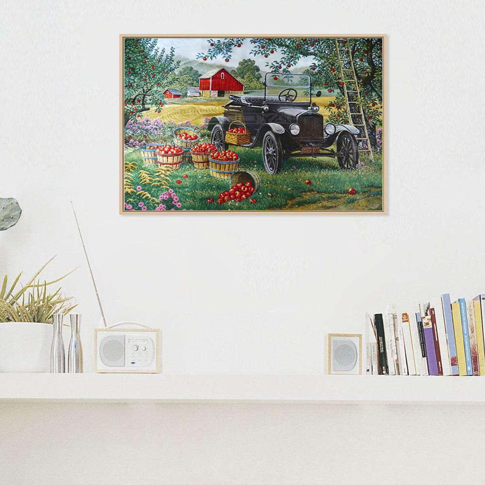 Diamond Painting Apple Orchard Farm Tractor Diamond Painting Cross Stitch Rhinestone Mosaic