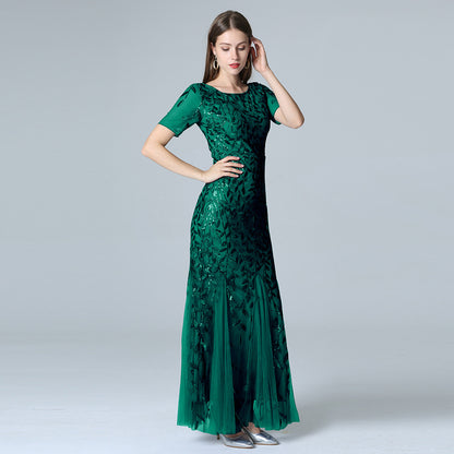 Summer And Autumn Dress European And Beautiful Women Host Sequin Evening Dress