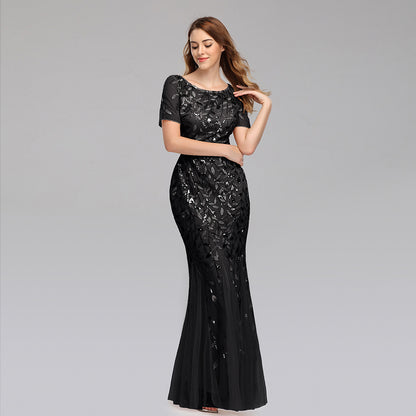 Summer And Autumn Dress European And Beautiful Women Host Sequin Evening Dress