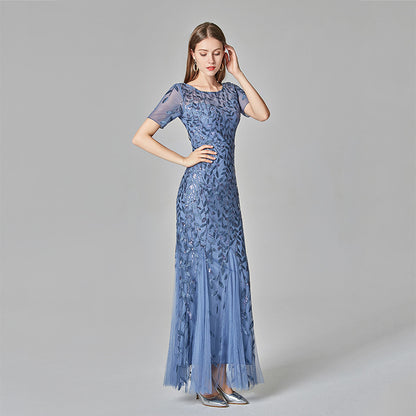 Summer And Autumn Dress European And Beautiful Women Host Sequin Evening Dress