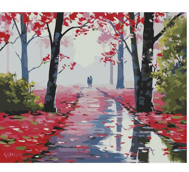 Fallen Flower Path - DIY Painting By Numbers Kit