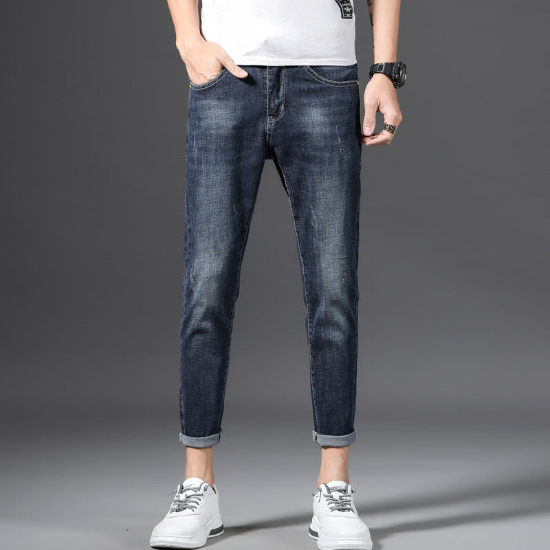 Korean Style Men'S Cropped Jeans Slim Feet