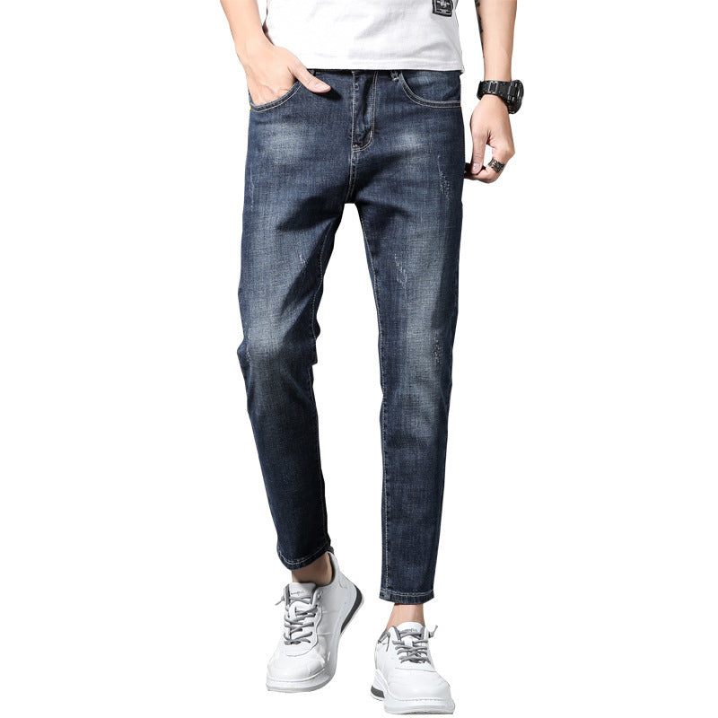 Korean Style Men'S Cropped Jeans Slim Feet