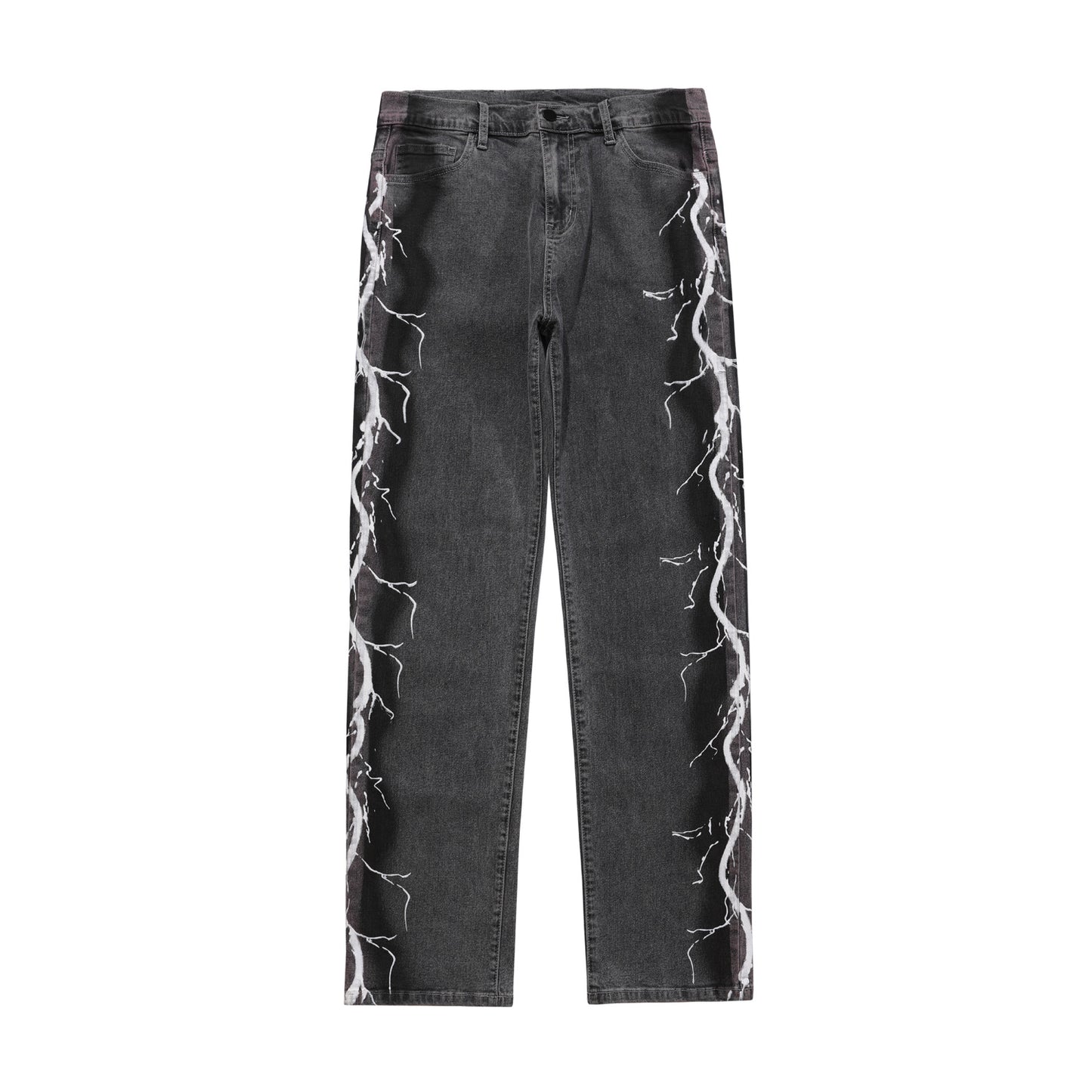 Side Print Jeans Loose Mid-Leg Trousers