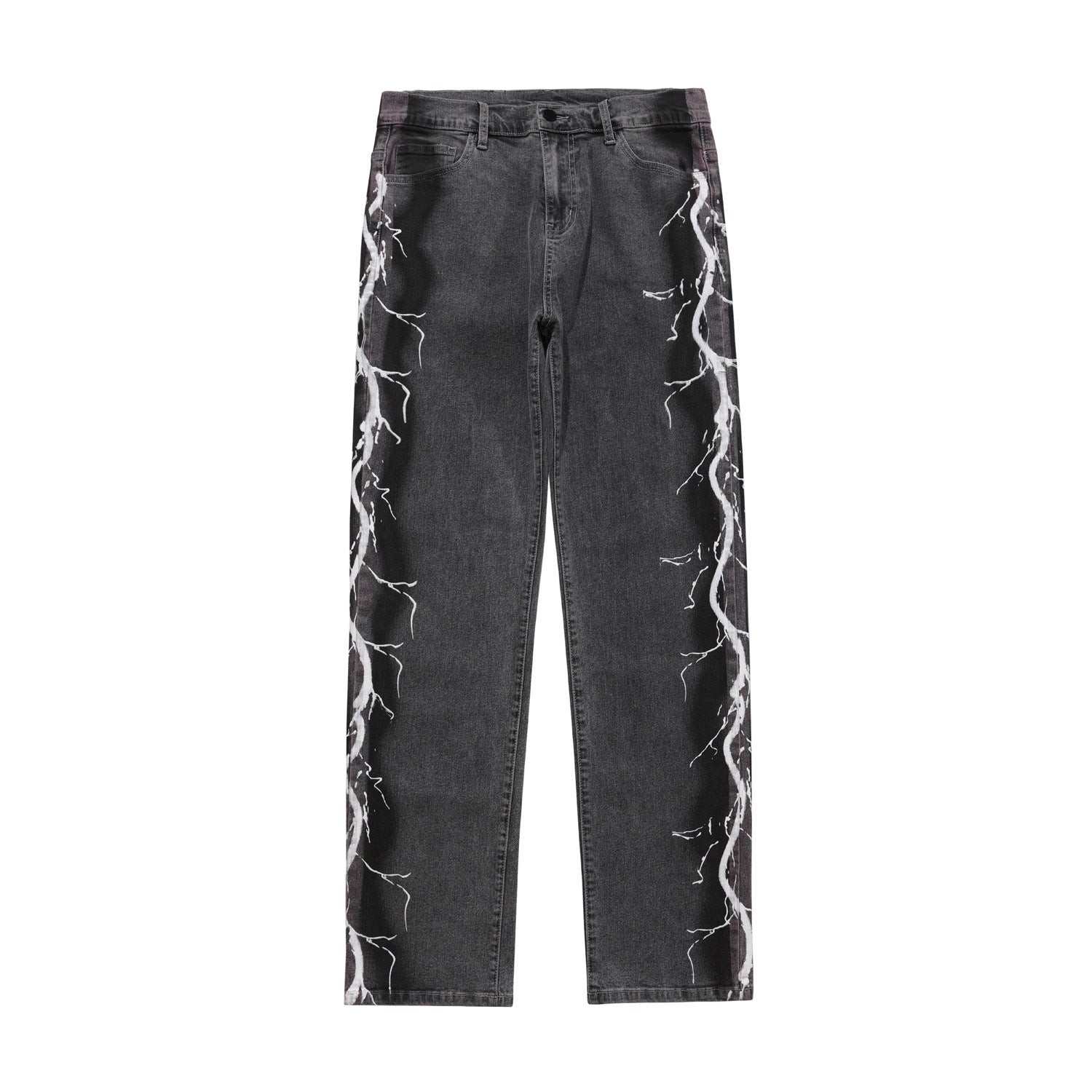 Side Print Jeans Loose Mid-Leg Trousers