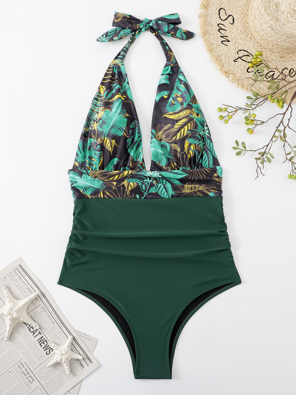 Halter Neck One-Piece Swimwear - Babbazon New Products