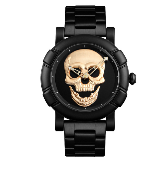 Fashion men's large dial personality three-dimensional creative skull quartz watch waterproof trend dark messenger student table