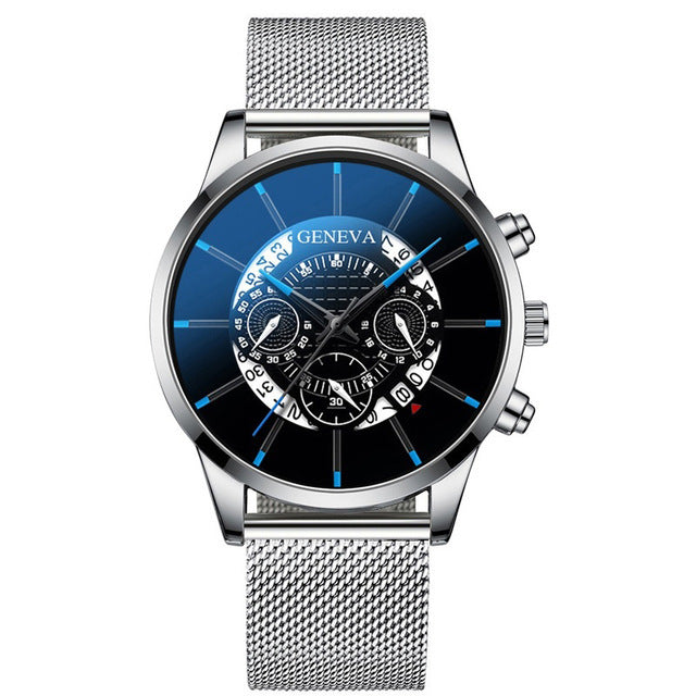 Alloy mesh calendar watch