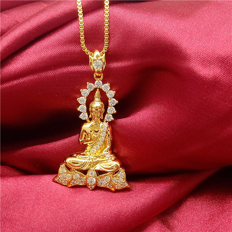 Golden buddha pendant necklace men and women