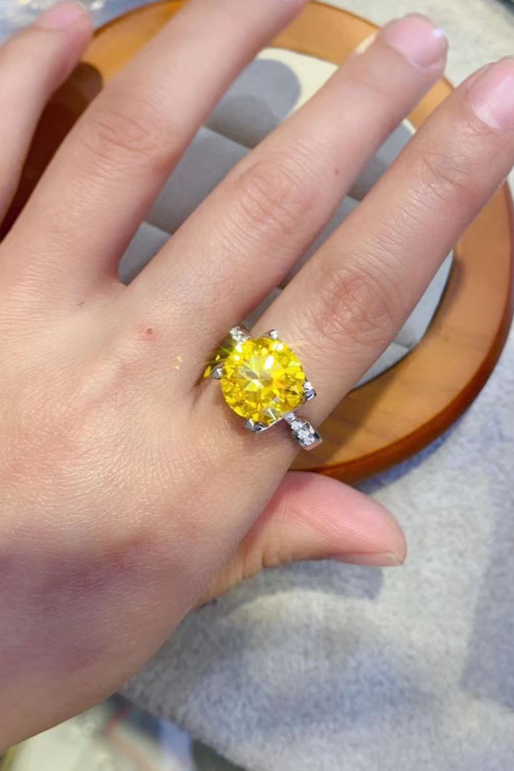 5 Carat Moissanite 925 Sterling Silver Ring in Banana Yellow 