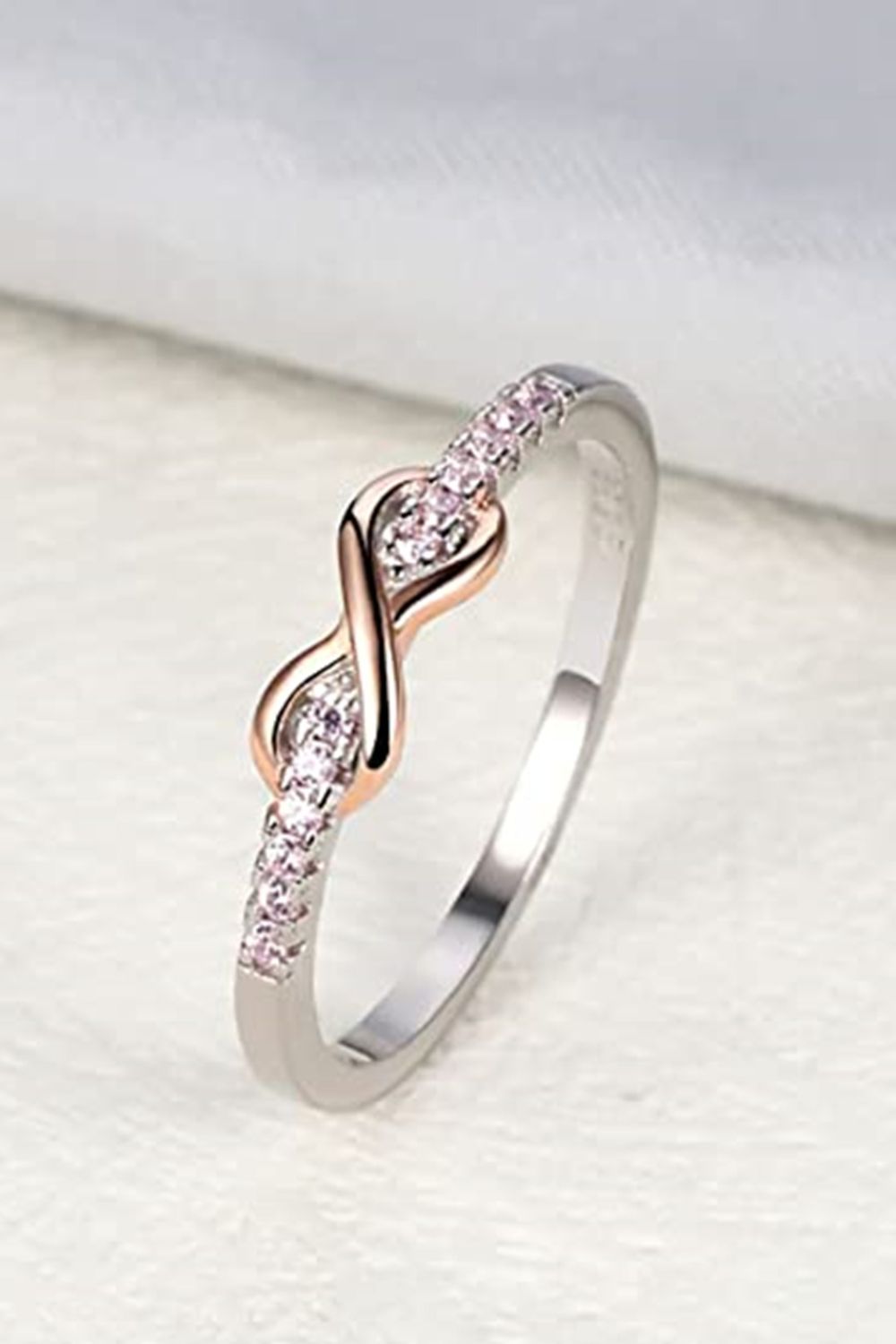 Zircon Crisscross 925 Sterling Silver Ring 