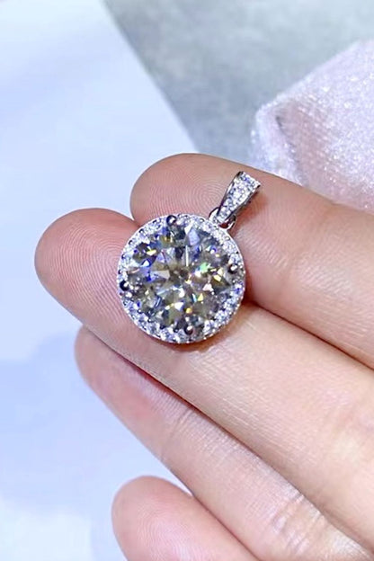 10 Carat Moissanite Pendant Platinum-Plated Necklace 