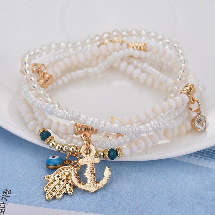 Fashion All-match Summer  Multi-layer Beaded Bracelet Palm Butterfly Buddha Heart Bracelet