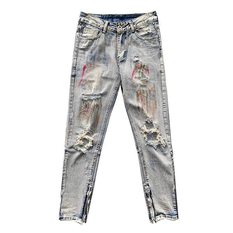 High street splash ink paint rendering ripped jeans