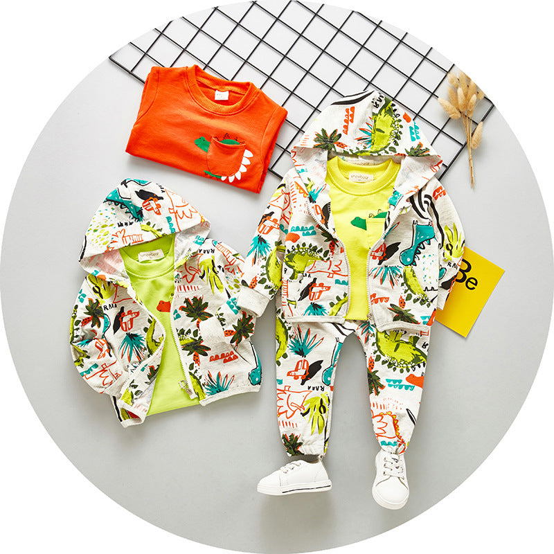 Korean Style Spring New Baby Children's Suit Children's Three-piece Suit