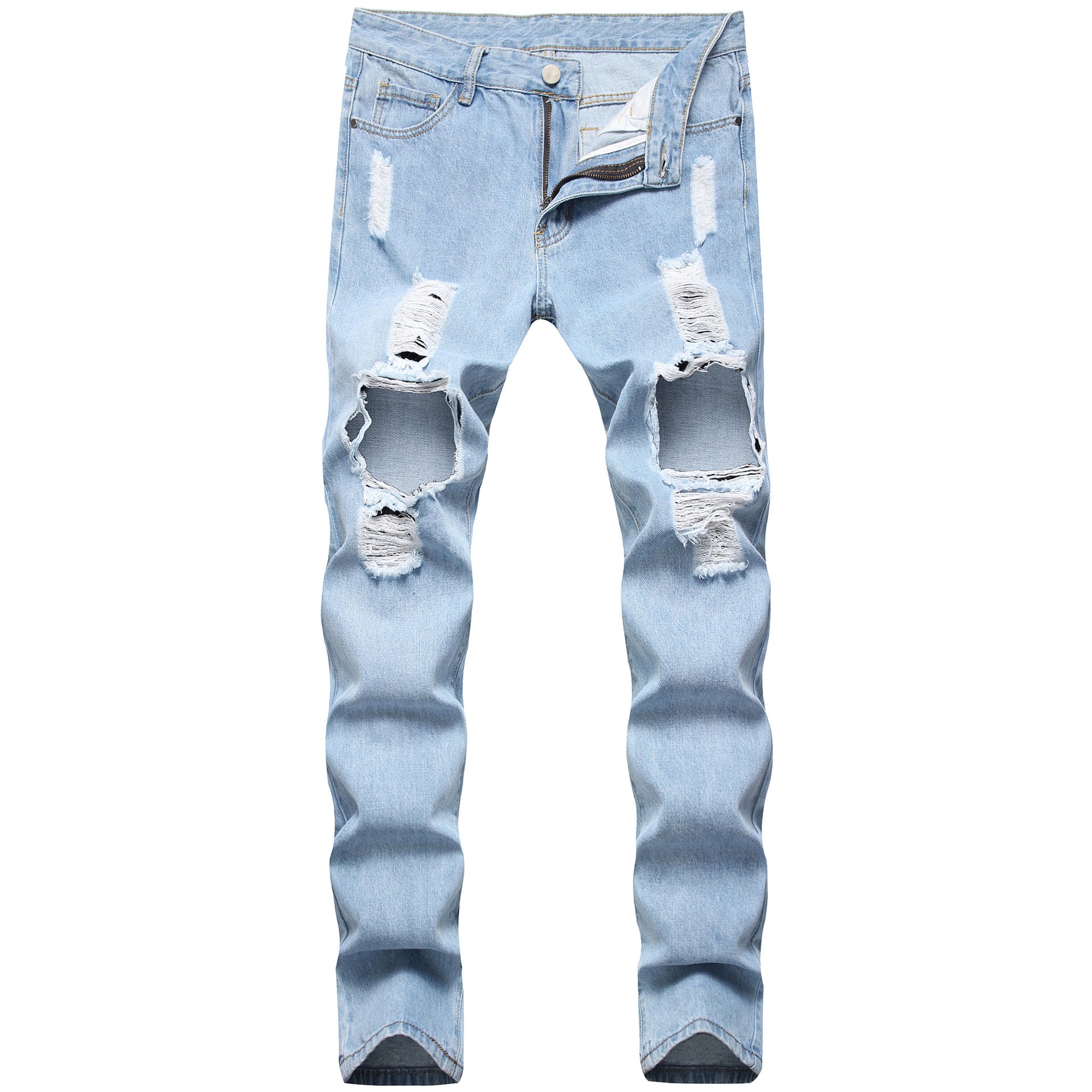 Men's Light Blue Ripped Jeans