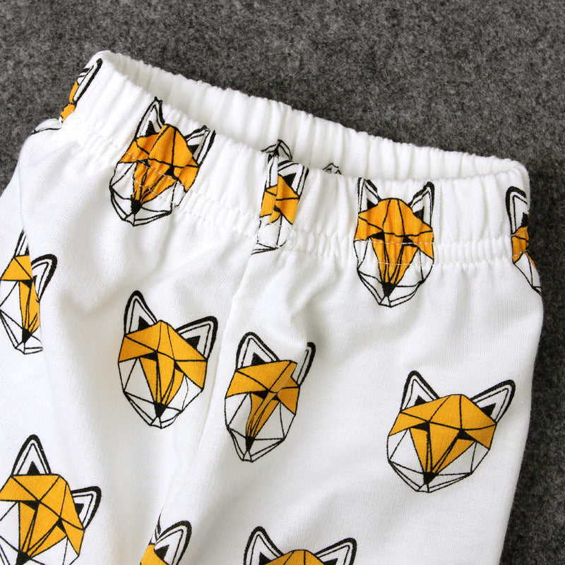 Spring and autumn casual children's unisex fox print set