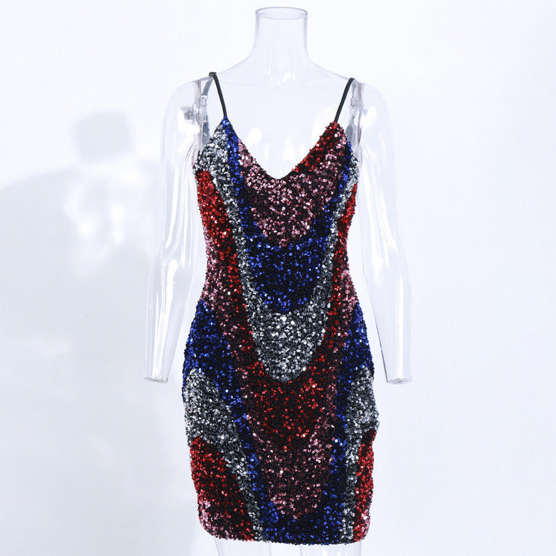 Slingback sequin dress