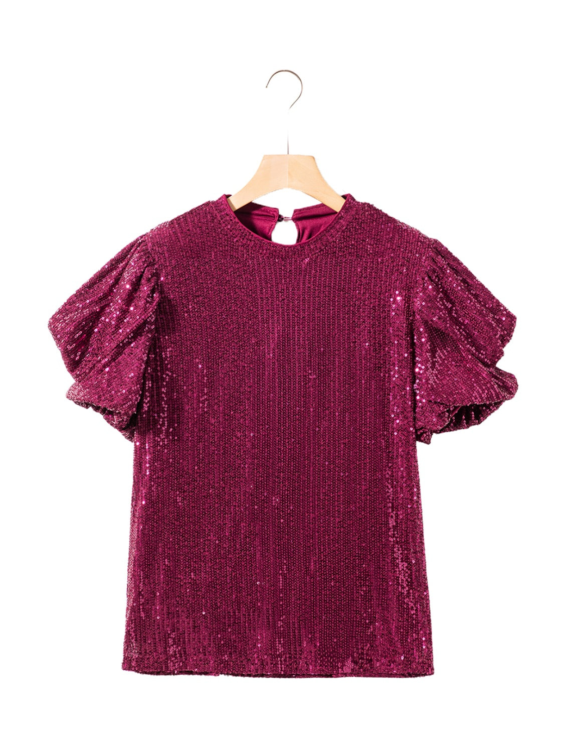 Sequin Round Neck Short Sleeve Blouse 