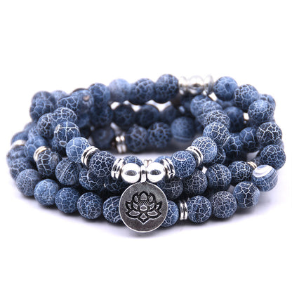 silver Lotus pendant Buddha beads religion Yoga Bracelet