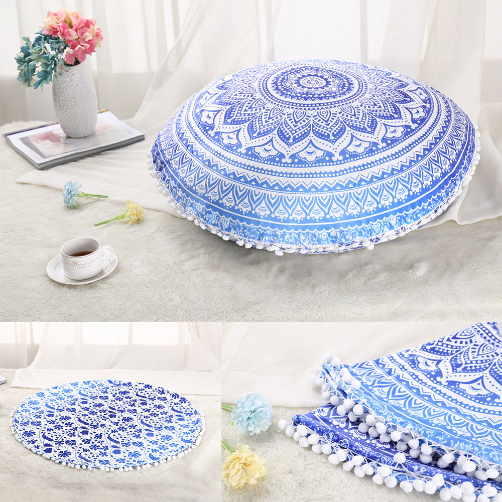 Colorful Mandala Floor Pillows Ottoman Round Bohemian Meditation Cushion Pillow Pouf