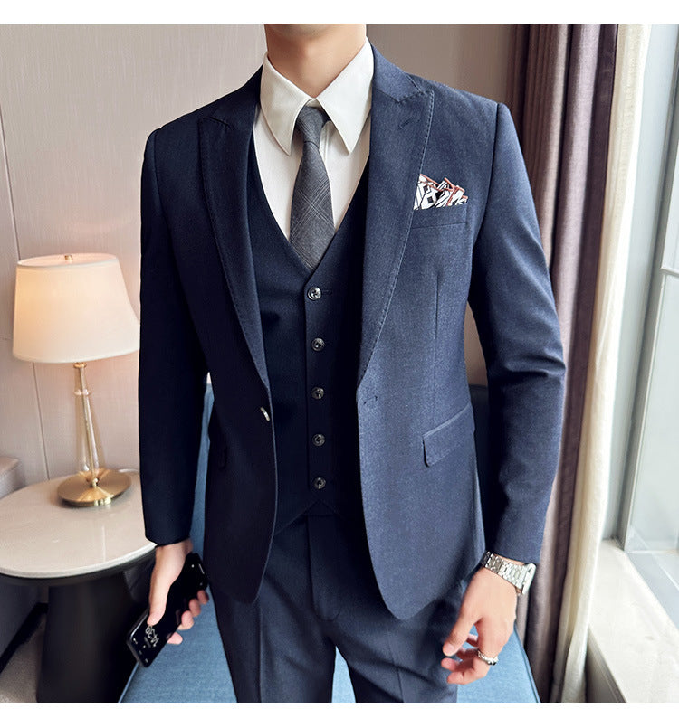 Men's Business Formal Striped Three-piece Suit