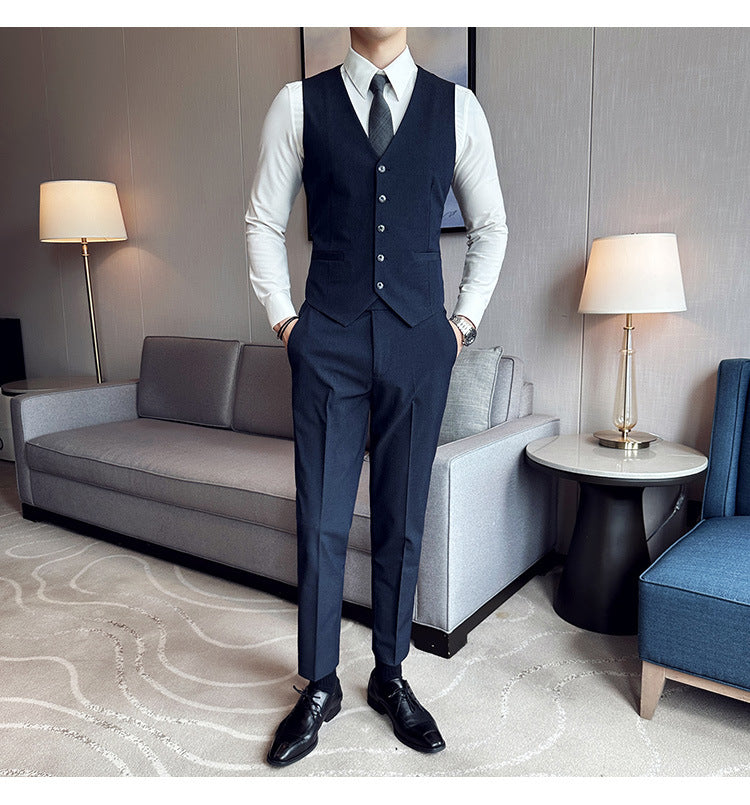 Men's Business Formal Striped Three-piece Suit