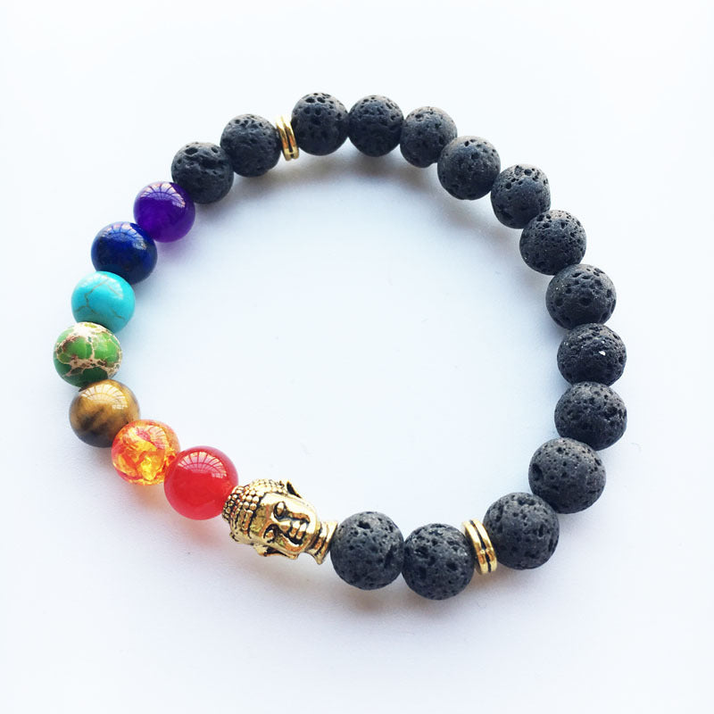 Volcanic stone Buddha head bracelet