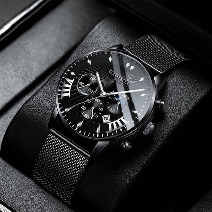 Men's Alloy Mesh Strap Watch With Activity Buckle