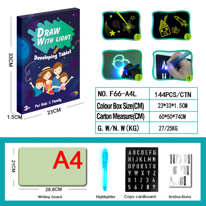 Educational Toy Drawing Pad 3D Magic 8 Light Effects Puzzle Board Sketchpad toy John Smith 10Style M -BABBAZON