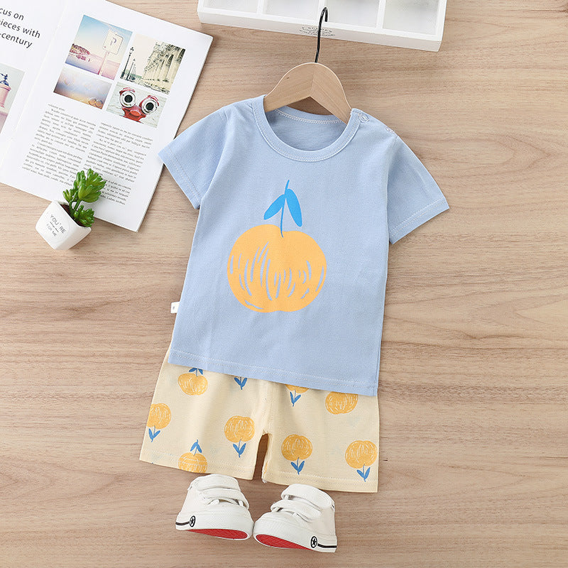 Children's Cotton Short-Sleeved Shorts Thin Suit