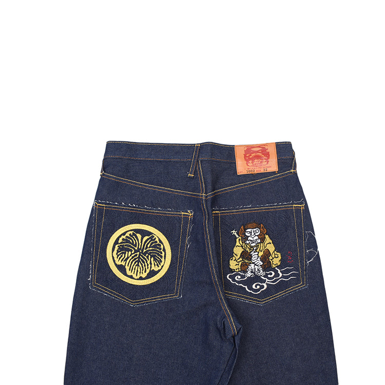 Japanese Ukiyoe Embroidery Vintage Loose Jeans