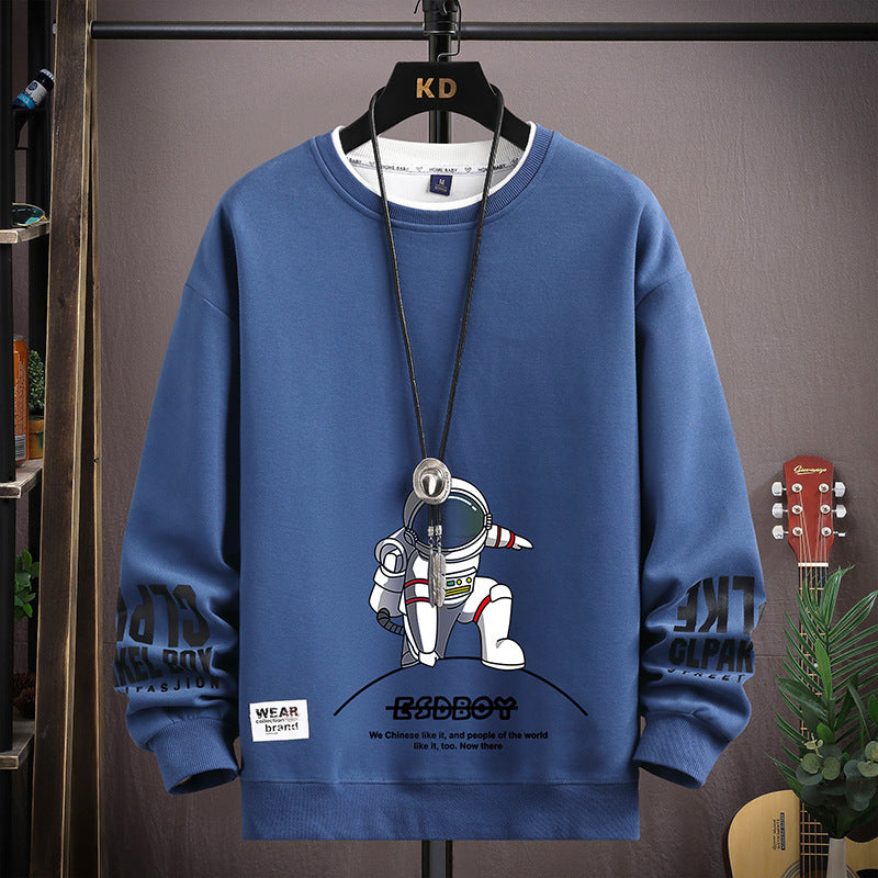 English Round Neck Spaceman Sweater Men's Loose Casual