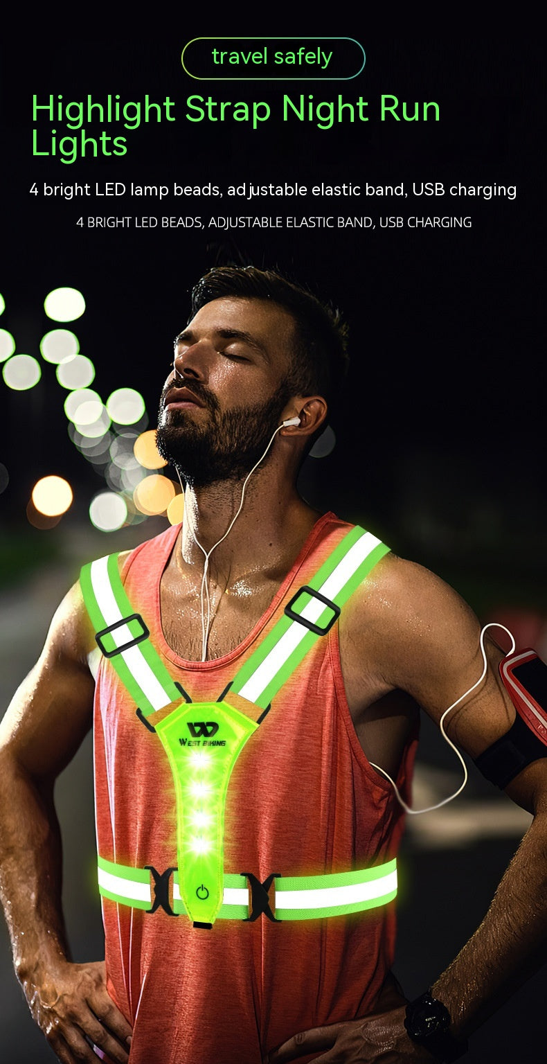 Outdoor Night Run Reflective Vest Riding Warning Light 